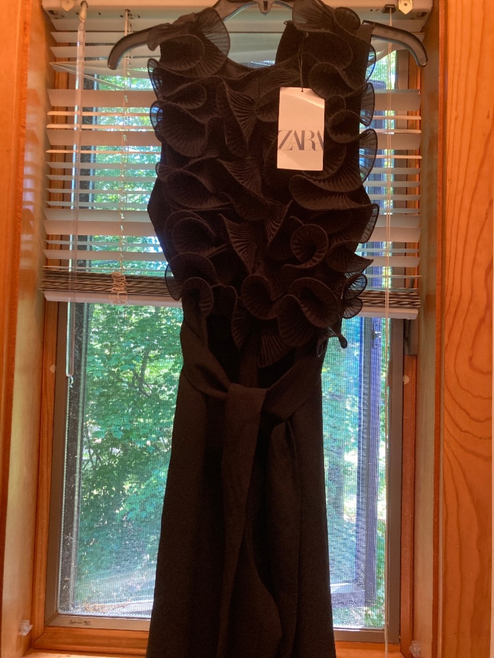 NWT ZARA Black Ruffle Front Jumpsuit Sz S